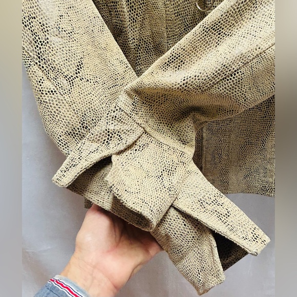 Suede Snakeskin Printed Fitted Zip Up Jacket S - Picture 7 of 10
